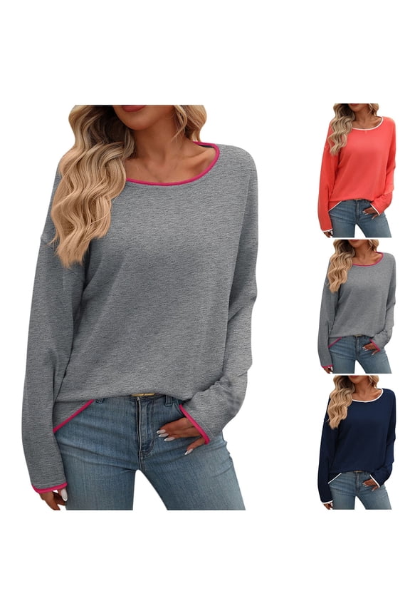 Women's Sweaters Acrylic Crew Neck Ribbed Pullover Solid Color Basic Casual Cozy Loose Long Sleeve Tops Warm Fall Winter Clothes