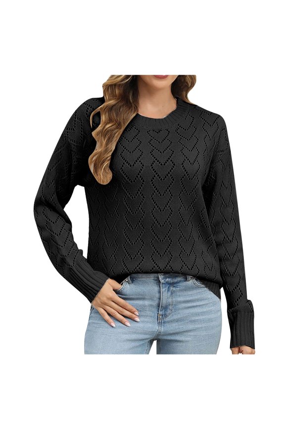 Women's Sweaters, Acrylic Crew Neck Ribbed Pullover Solid Color Basic Casual Everyday Loose Tops Warm Fall Winter Clothes