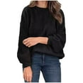 thumbnail image 1 of LOVZFMLL Women's Sweaters Acrylic Crew Neck Ribbed Pullover Solid Color Casual Basic Cozy Loose Long Sleeve Tops Warm Fall Winter Clothes, 1 of 6