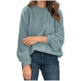 thumbnail image 1 of LOVZFMLL Women's Sweaters Acrylic Crew Neck Ribbed Pullover Solid Color Casual Basic Cozy Loose Long Sleeve Tops Warm Fall Winter Clothes, 1 of 6