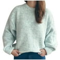 thumbnail image 1 of LOVZFMLL Women's Sweaters Acrylic Crew Neck Ribbed Pullover Solid Color Casual Basic Loose Soft Long Sleeve Tops Warm Fall Winter Clothes, 1 of 7