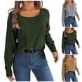 thumbnail image 1 of LOVZFMLL Women's Sweaters Acrylic Crew Neck Ribbed Pullover Solid Color Casual Fashion Elegant Loose Tops Warm Fall Winter Clothes, 1 of 8