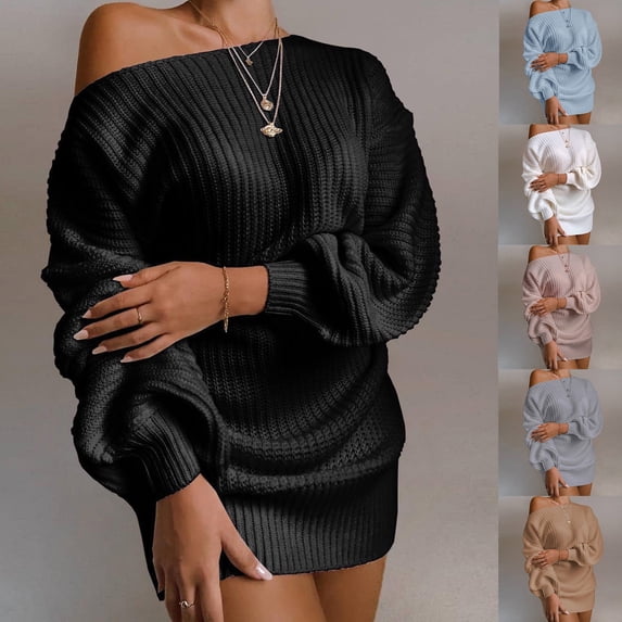 LOVZFMLL Women's Sweaters, Acrylic Crew Neck Ribbed Pullover Solid Color Casual Streetwear Dressy Loose Tops Warm Fall Winter Clothes