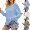 thumbnail image 1 of LOVZFMLL Women's Sweaters Acrylic Crew Neck Ribbed Pullover Solid Color Open Knit Basic Casual Everyday Loose Tops Warm Fall Winter Clothes, 1 of 5