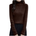 thumbnail image 1 of LOVZFMLL Women's Sweaters Acrylic Turtleneck Ribbed Pullover Solid Color Casual Basic Undershirt Relaxed Fit Tops Warm Fall Winter Clothes, 1 of 5