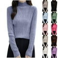 thumbnail image 1 of LOVZFMLL Women's Sweaters Acrylic Turtleneck Ribbed Pullover Solid Color Casual Basic Undershirt Relaxed Fit Tops Warm Fall Winter Clothes, 1 of 5