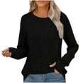 thumbnail image 1 of LOVZFMLL Women's Sweaters Crew Neck Ribbed Pullover Solid Color Classic Basic Undershirt Relaxed Fit Tops Warm Fall Winter Clothes, 1 of 7