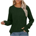 thumbnail image 1 of LOVZFMLL Women's Sweaters Crew Neck Ribbed Pullover Solid Color Classic Basic Undershirt Relaxed Fit Tops Warm Fall Winter Clothes, 1 of 7