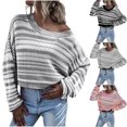 thumbnail image 1 of LOVZFMLL Women's Sweaters, Crew Neck Ribbed Pullover Striped Casual Fashion Loose Long Sleeve Tops Warm Fall Winter Clothes, 1 of 4
