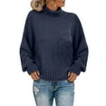 thumbnail image 1 of LOVZFMLL Women's Sweaters, Turtleneck Ribbed Pullover Solid Color Casual Basic Everyday Loose Tops Warm Fall Winter Clothes, 1 of 5