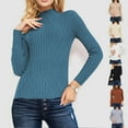 thumbnail image 1 of LOVZFMLL Women's Sweaters Turtleneck Ribbed Pullover Solid Color Classic Basic Elegant Slim Undershirt Tops Warm Fall Winter Clothes, 1 of 6