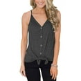 thumbnail image 1 of LOVZFMLL Women's Tank Tops Spaghetti Strap Tie Knot Button Down Shirts Summer Casual Sleeveless Blouses Tunics Tops Loose Fit Tees Gray XXL, 1 of 5