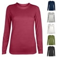 thumbnail image 1 of LOVZFMLL Women's Tops Solid Color Casual Essential Everyday Versatile Layering Tee Shirt Tops, Crew Neck Long Sleeure Relaxed Fit Pullover Fall Outfits for Women 2025, 1 of 5