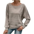 thumbnail image 1 of LOVZFMLL Women's Tops Solid Color Fashion Elegant Essential Versatile Everyday Stretchy, Going Out Tops Crew Neck Long Sleeve Relaxed Fit Blouse Fall Outfits for Women 2025, 1 of 9