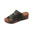 thumbnail image 1 of LOVZFMLL Women's Wedge Platform Sandals Summer Strappy Open Toe Dressy Slide Sandals Comfortable Walking Floral Slippers Green 6, 1 of 8