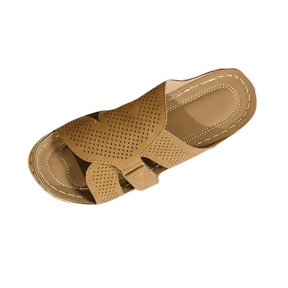 LOVZFMLL Women's Wedge Sandals Casual Slip On Open Toe Comfort Walking Clogs with Arch Support Summer Beach Vacation Shoes Brown 7.5