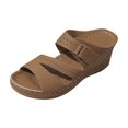 thumbnail image 1 of LOVZFMLL Women's Wedge Sandals Dressy Comfortable Walking Casual Slip On Summer Sandals Strappy Open Toe Slides for Outdoor Brown 6.5, 1 of 9