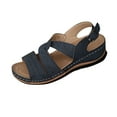 thumbnail image 1 of LOVZFMLL Women's Wedge Sandals Hollow Open Toe Ankle Strap Comfort Walking Summer Shoes Casual Outdoor Fashion Footwear for Beach Vacation Travel Navy 6, 1 of 7