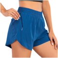 thumbnail image 1 of LOVZFMLL Women's Workout Shorts, Women's Solid Color Quick Dry Stretch Fit Sports Shorts Running Shorts with Zippered Pockets Dark Blue XXL, 1 of 7