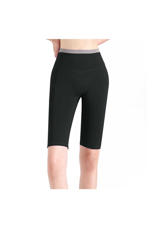 Women's Yoga Half Shorts, High Waist Butt Lifting Clashing Leggings for Women Workout Gym Running Sports Shorts Black S