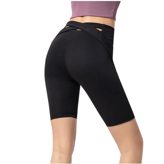 LOVZFMLL Women's Yoga Shorts, High Waist Tummy Control Butt Lifting Leggings for Women Workout Gym Athletic Running Yoga Half Pants Black 3XL