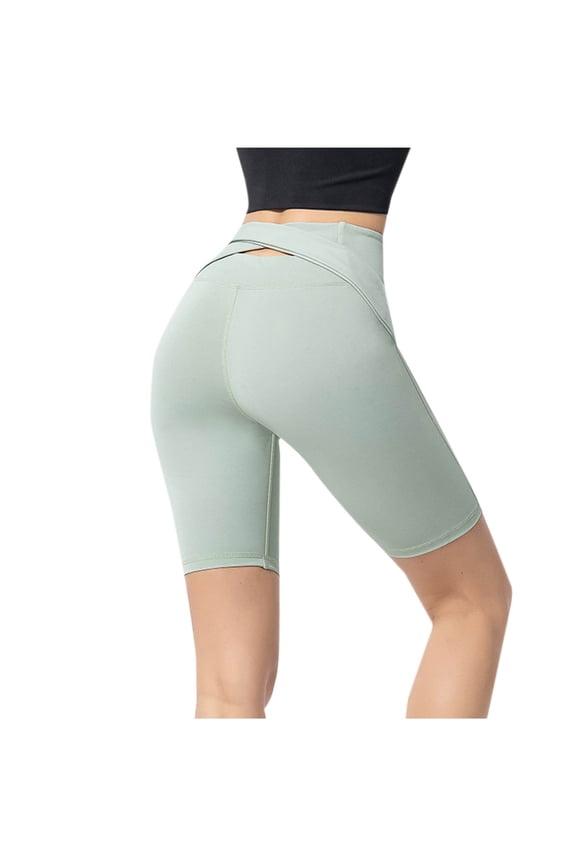 Women's Yoga Shorts, High Waist Tummy Control Butt Lifting Leggings for Women Workout Gym Athletic Running Yoga Half Pants Mint Green S