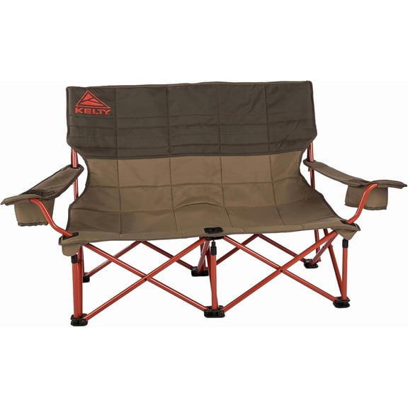 Kelty Low Loveseat Oversized 2-Person Heavy Duty Folding Camp Chair, Double Seat for Soccer Games, Tailgating, Beach Days (Low Height/Bungee)