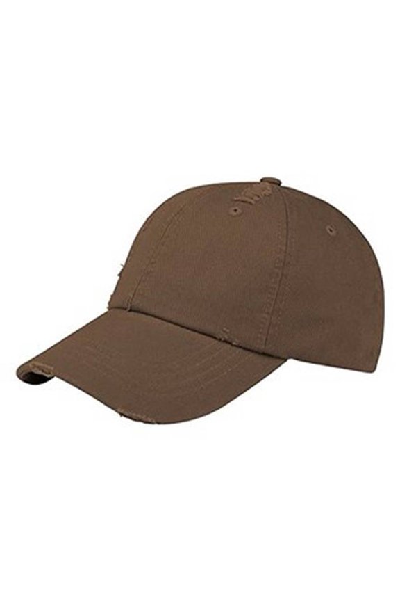 LOW PROFILE (UNS) WASHED TWILL DISTRESSED CAP - Brown