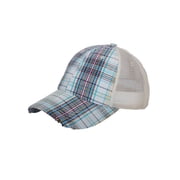 LOW PROFILE UNSTRUCTURED PLAID MESH CAP - White