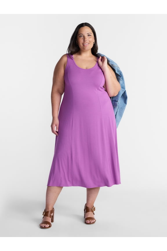 Women’s Plus Low Scoop Neck Tank Dress, Sizes 0X-5X