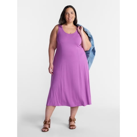 Women’s Plus Low Scoop Neck Tank Dress, Sizes 0X-5X