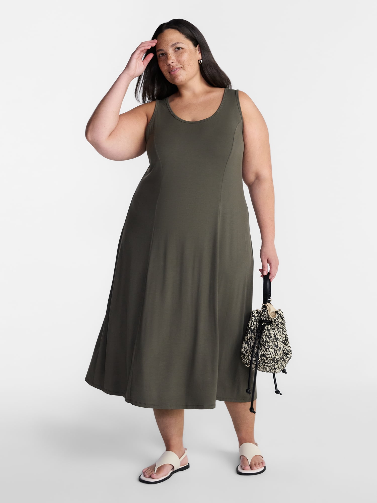 Women's Plus Low Scoop Neck Tank Dress, Sizes 0X-5X