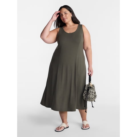 Women’s Plus Low Scoop Neck Tank Dress, Sizes 0X-5X