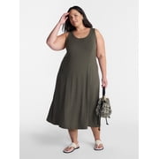 Terra & Sky Women s Plus Low Scoop Neck Tank Dress, Sizes 0X-5X