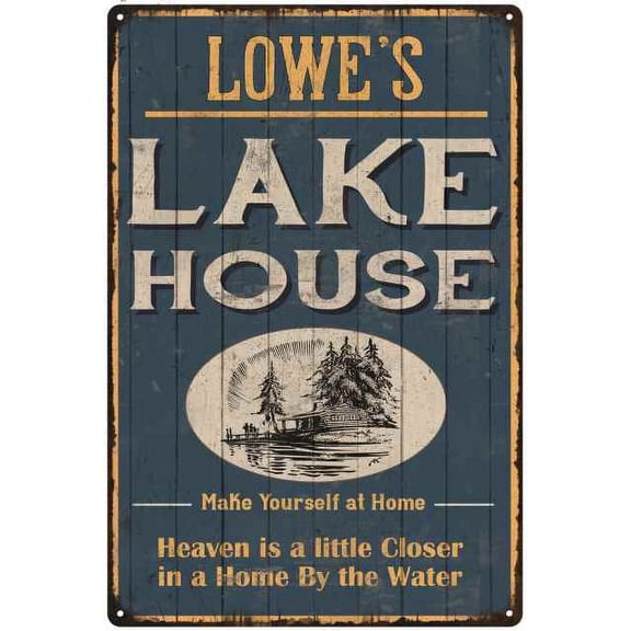 LOWE'S Lake House Blue Cabin Home Decor 12 x 18 Matte Finish Metal 112180038309
