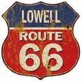 thumbnail image 1 of LOWELL Route 66 Sign Shield Metal Gift Man Cave Red 211110005319, 1 of 1