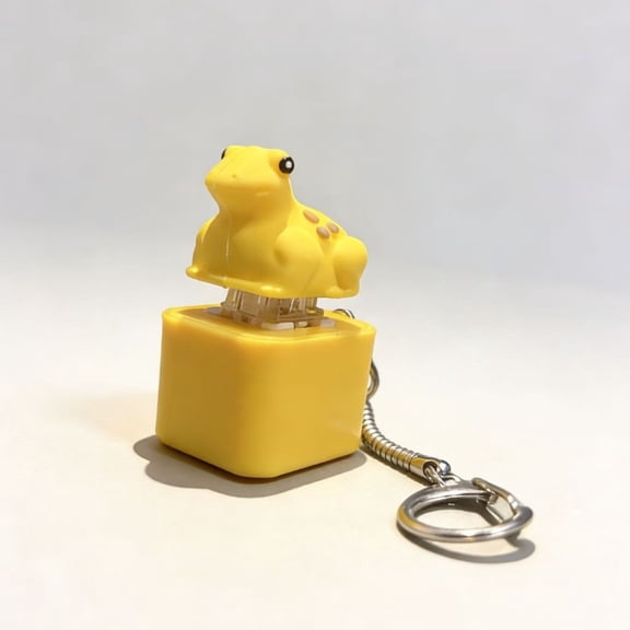 LOWLHOME 1 Pack Frog Croaking Fidget Toy,Frog Fidget Clicker,Keychain Rechargeable Keyboard Clicker with LED Lights, Stress Relief Sensory Toy for Adults Anxiety Relief(Gold 1)