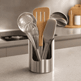 thumbnail image 1 of LOWLHOME 2 In1 Multi-functional Kitchen Utensil Holder, Heavy Duty Stainless Steel Pot Lid & Spoon Rack, Space-Saving Vertical Stand for Spatulas,Tongs,Ladles, Countertop Organizer, 2pc, 1 of 6