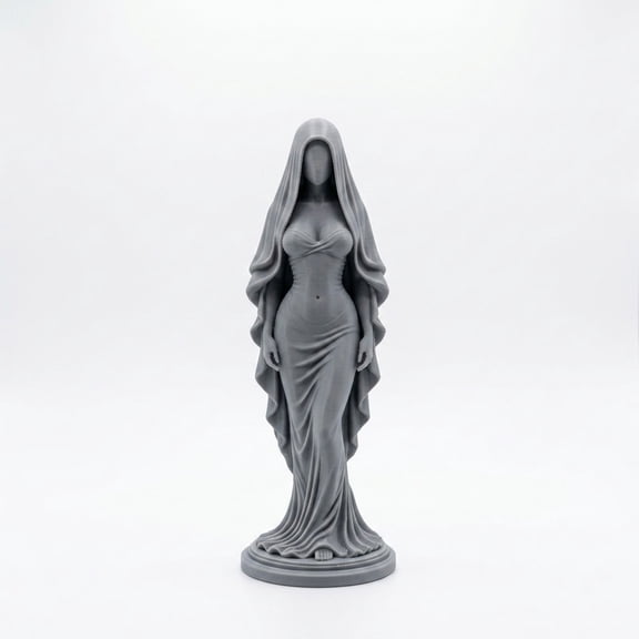 LOWLHOME 3D Printed Praying Virgin Mary Statue, Religious Virgin Mary Figurine, Christian Home Decor, Spiritual Prayer Figurine, Religious Gift for Believers, Desk Shelf Ornament (Gray)
