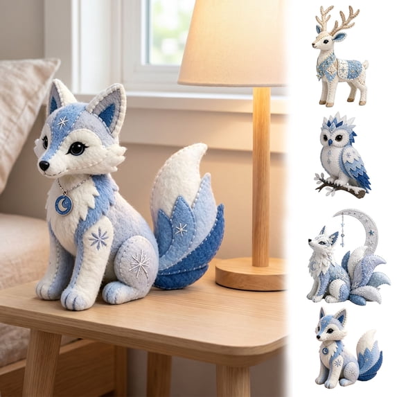 LOWLHOME Arctic Winter Guardians DIY Patchwork Kit, Polar Mythical Creature Stitching Assembly Bundle, Felt Animal Sewing Kit for Beginners, Craft Kit for Home Decor & Creative Gift (Squirrel)