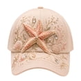 thumbnail image 1 of LOWLHOME Baseball Cap Morning Wear Baseball Cap,3D Ocean Creatures Embroidery Cap, Adjustable Cotton Baseball Cap, Raised Embroidered Sea Animal Hat for Beach Travel,Pink (Starfish), 1 of 6