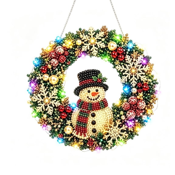LOWLHOME Christmas DIY Pearl Light Wreath, Handmade Pearl Bead Wreath Kit with Colorful LED Lights, Relaxing Holiday Craft for Adults Beginners, Door Wall Window Decor Gift