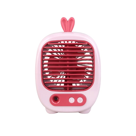 LOWLHOME Coolings Mist Humidifying Fan,USB Rechargeable Humidifying Desk Fan,3 Wind Speeds for Office Use, for Dry Air Relief and Comfortable Cooling, Silent Operation,Pink