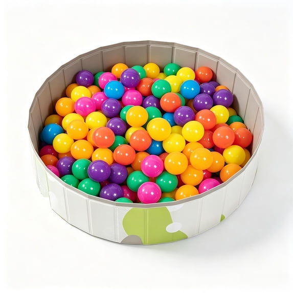 LOWLHOME Foldable Play Ball Pool For Pet, Hard Plastic Kiddie Pool for Dogs, Portable Pool for Backyard Summer, Indoor Outdoor Playpen, Easy to Assemble and Storage, Included 200pcs 4 in Ball, White