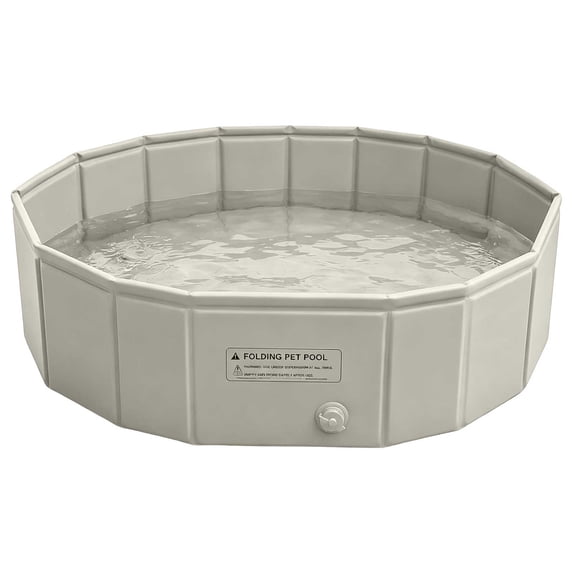 LOWLHOME Foldable Play Ball Pool For Pet, Hard Plastic Kiddie Pool for Dogs, Portable Pool for Backyard Summer, Pet Swimming Pool Portable Wash Basin For Puppy Outdoor Water Play (Gray)
