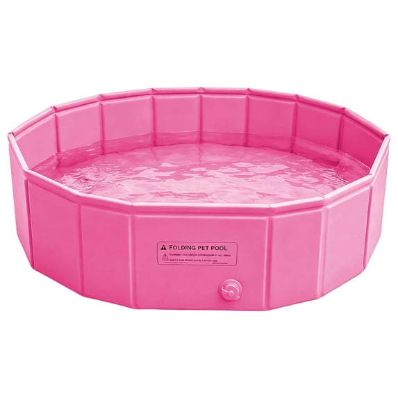 LOWLHOME Foldable Play Ball Pool For Pet, Hard Plastic Kiddie Pool for Dogs, Portable Pool for Backyard Summer, Pet Swimming Pool Portable Wash Basin For Puppy Outdoor Water Play (Red)