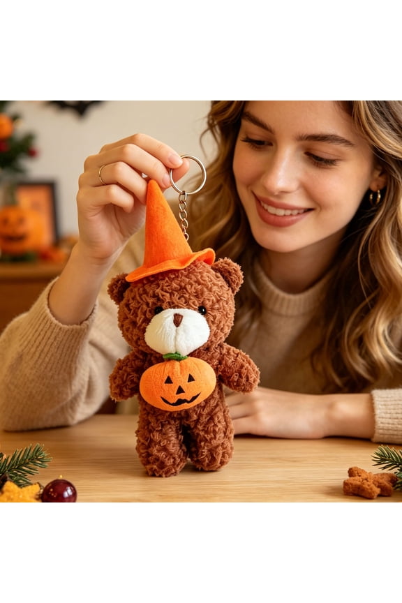 Halloween Bear Keychain, Cute Pumpkin Wizard Hat Teddy Bear Backpack Pendant, Cute Pumpkin Wizard Hat Teddy Bear Backpack Pendant (Orange)