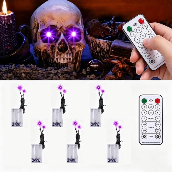 LOWLHOME Halloween LED Light Box Remote Control Equipment, Battery Powered Independent LED Light Modules With Wireless Timer Controller For DIY Holiday Decor, 6 Pack, Purple