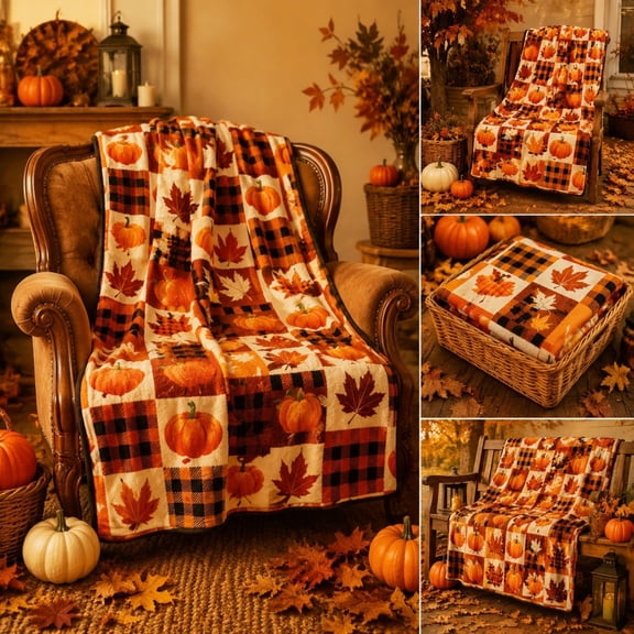 LOWLHOME Halloween Printed Ghost Throw Blanket, Soft Festive Ghost Printed Throw Blanket, Plush Fuzzy Reversible Blankets for Bed Sofa Couch Livingroom, 40"x28"