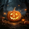 thumbnail image 1 of LOWLHOME Halloween Pumpkin Light Pumpkin Decor With Classic Smiling Face, Halloween LED Light Up Pumpkin Decor, Fall Porch Yard Outdoor Indoor Decoration, 7 in, Orange, 1 of 5
